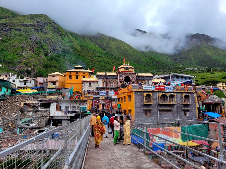 Scenic view of the historic town of Chamba, featuring traditional temple architecture set against the lush mountains of Himachal Pradesh.